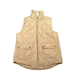 First Love Tan Quilted Vest With Gold Tone Hardware, Size S
